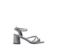 Yours - Grey Strappy Glitter Block Heels In Wide E & Extra Wide Eee Fit - Women's