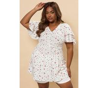 Yours Curve Strawberry Print Peplum Top - Women's - Plus Size Curve