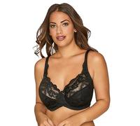 Yours Stretch Lace Non-Padded Underwired Balcony Bra - Women's - Plus Size Curve Black