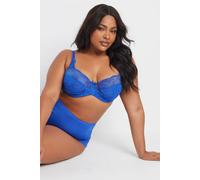 Yours Stretch Lace Underwired Balcony Bra In Cobalt Cobalt 40E