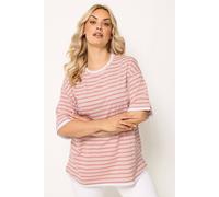 Yours Women's Stripe 2-In-1 Boxy T-Shirt in Pink | Size: 30/32