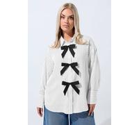 Yours Limited Collection Curve Stripe Bow Front Shirt - Women's - Plus Size Curve White