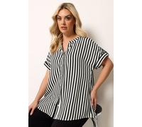 Yours Curve Stripe Button Up Blouse - Women's - Plus Size Curve Black