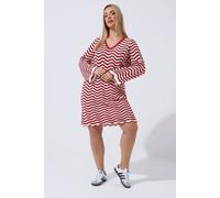 Yours Stripe Crochet Knitted Dress In Red Red 14-16