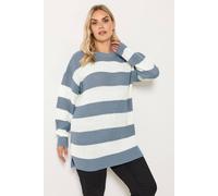Yours Stripe Drop Shoulder Jumper In Blue Blue 22-24