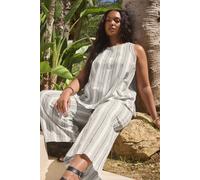 Yours Curve Stripe Embroidered Linen Vest Top - Women's - Plus Size Curve