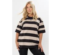 Yours Women's Stripe Heavyweight T-Shirt in Black | Size: 16 Yours Black 16
