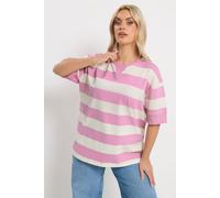 Yours Stripe Heavyweight T-Shirt In Pink Pink 30-32