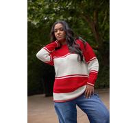 Yours Curve Stripe Knitted Jumper - Women's - Plus Size Curve Red