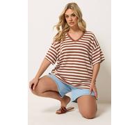 Yours Stripe Knitted T-Shirt In Burnt Orange Burnt Orange