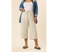 Yours Curve Brown Stripe Linen Look Culottes - Women's - Plus Size Curve