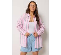 Yours Women's Stripe Linen Shirt in Light Pink | Size: 20 Yours Light Pink 20