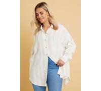 Yours Stripe Linen Shirt In Natural Natural 26-28