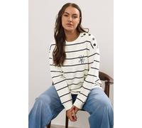 Yours Curve White Stripe 'London' Slogan Sweatshirt - Women's - Plus Size Curve