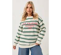 Yours Stripe 'los Angeles' Sweatshirt In Ivory Ivory 26-28