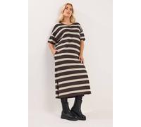 Stripe Oversized Pocket Detail Midi Dress Yours Brown 22-24