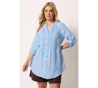 Yours Curve Blue Stripe Pintuck Shirt - Women's - Plus Size Curve