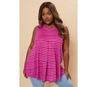 Yours Stripe Pleat Front Vest Top In Bright Pink Bright Pink 16