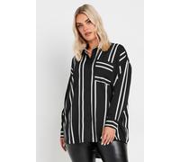 Yours Stripe Print Oversized Shirt In Black Black 34-36