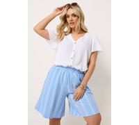 Yours Curve Blue Stripe Print Shorts - Women's - Plus Size Curve