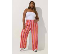 Yours Stripe Print Wide Leg Trousers In Orange Orange 22-24