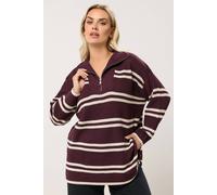 Yours Curve Stripe Quarter Zip Jumper - Women's - Plus Size Curve Red