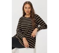Yours Stripe Ribbed Swing Top In Black Black 20