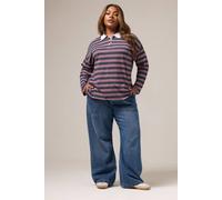 Yours Curve & Red Stripe Rugby Collar Top - Women's - Plus Size Curve