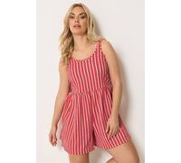 Yours Curve Orange Stripe Textu Playsuit - Women's - Plus Size Curve