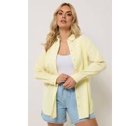 Yours Women's Stripe Textured Shirt in Lemon | Size: 26/28
