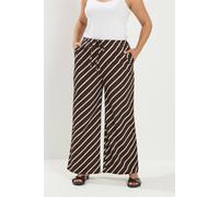 Yours Striped Crinkle Wide Leg Trousers In Chocolate Chocolate