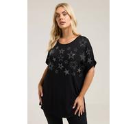 Stud Embellished T-Shirt Yours Black 22-24