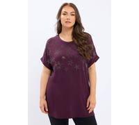 Yours Stud Embellished T-Shirt In Purple Purple 14