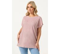 Yours Curve Pink Stud Grown On Sleeve T-Shirt - Women's - Plus Size Curve