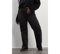 Yours Studded Wide Leg Jeans In Black Black 20