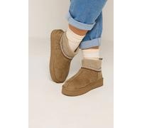 Yours - Faux Suede Ribbed Knit Ankle Boots In Wide E Fit (Moving Stock) - Women's
