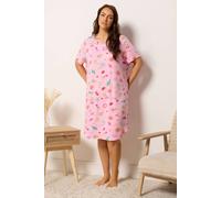 Yours Women's Summer Print Soft Touch Nightdress in Baby Pink | Size: 30-32 Yours Baby Pink 30-32