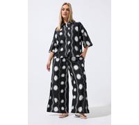 Yours Sun Crinkle Wide Leg Trousers In Black Black