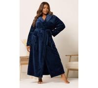 Yours Curve Blue Super Luxe Maxi Dressing Gown - Women's - Plus Size Curve