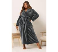 Yours Super Luxe Maxi Dressing Gown In Grey Grey 38-40