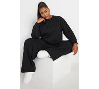 Yours Women's Sweatshirt & Wide Leg Jogger Set in Black | Size: 30-32 Yours Black 30-32