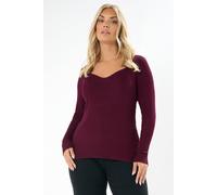 Yours Sweetheart Neck Jumper In Burgundy Burgundy 18-20