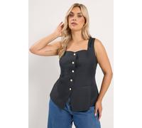 Yours Women's Sweetheart Neckline Waistcoat in Black | Size: 28 Yours Black 28