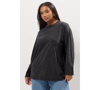 Yours Curve Grey Acid Wash Seam Skater Detail Top - Women's - Plus Size Curve