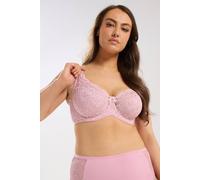 Yours Women's Swirl Lace Underwired Non-Padded Bra in Light Pink | Size: 44C Yours Light Pink 44C