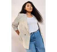 Yours Tailored Stripe Linen Blazer In Light Beige Light Beige 24