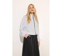Yours Tall Polka Dot Funnel Neck Jacket In White White