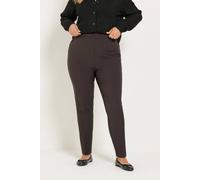 Yours Women's Tapered Leg Trousers in Chocolate | Size: 30-32S Yours Chocolate 30-32S