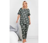 Yours Curve Heart Print Pyjama Set - Women's - Plus Size Curve Grey