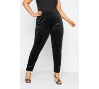 Yours Curve Velvet Stretch Tapered Trousers - Women's - Plus Size Curve Black
